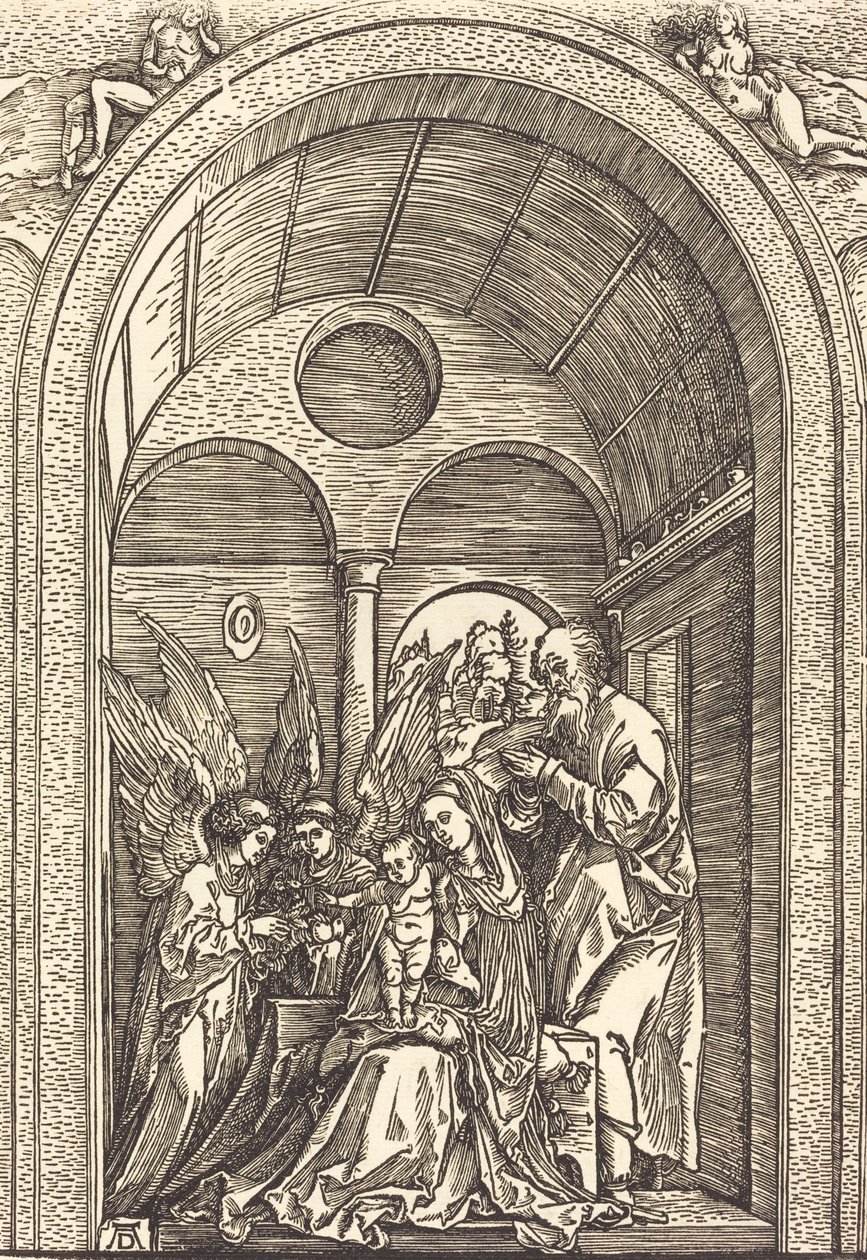 Svatá rodina se dvěma anděly v klenuté síni, c. 1504. od Albrecht Dürer