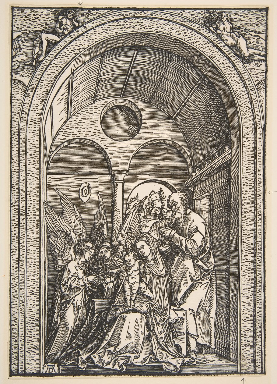 Svatá rodina se dvěma anděly v klenutém sále, ca. 1503. od Albrecht Dürer