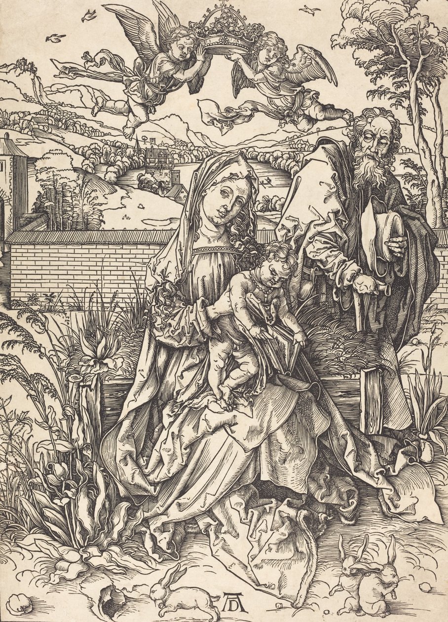 Svatá rodina se třemi zajíci, c. 14971498. od Albrecht Dürer
