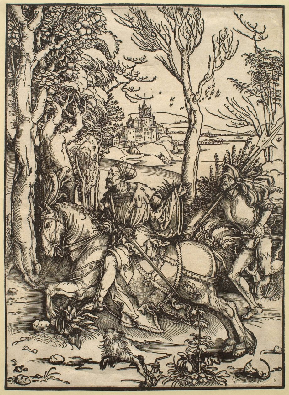 Rytíř na koni a lancknecht od Albrecht Dürer