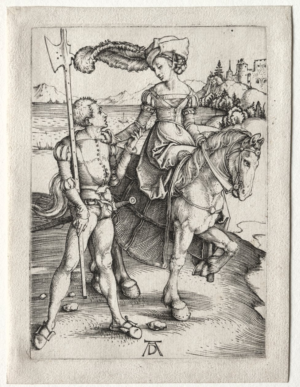 Dáma na koni a Landsknecht, c. 1497. od Albrecht Dürer