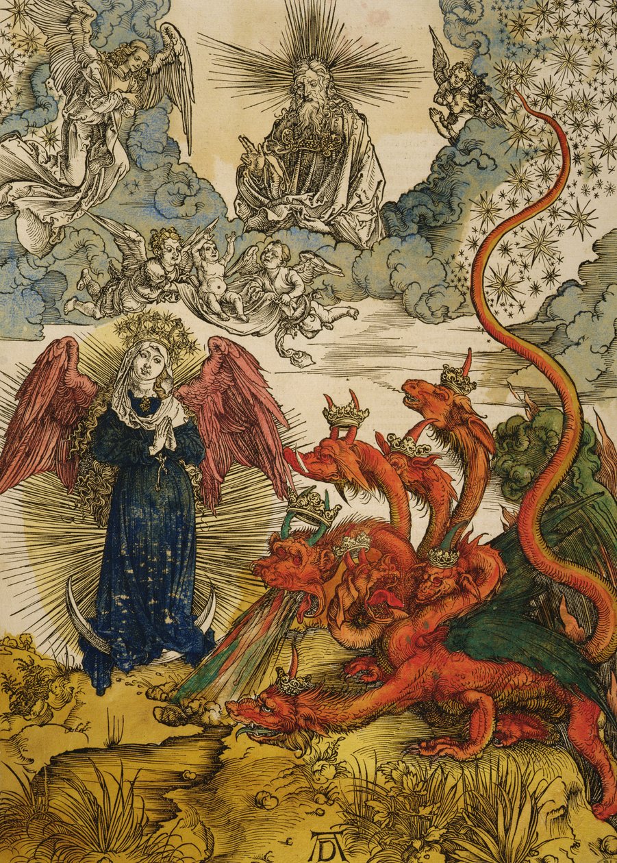 Dáma slunce, 1498 (barevný dřevoryt) od Albrecht Dürer