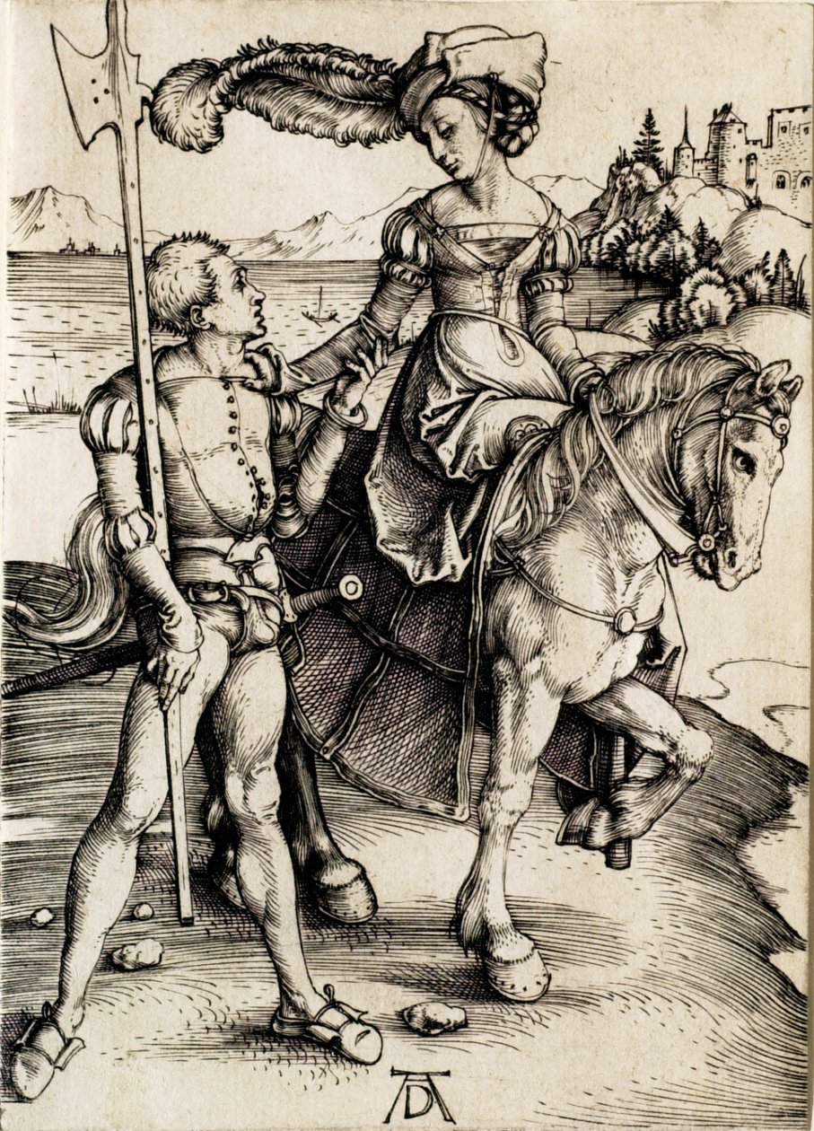 Dáma na koni s halapartníkem od Albrecht Dürer