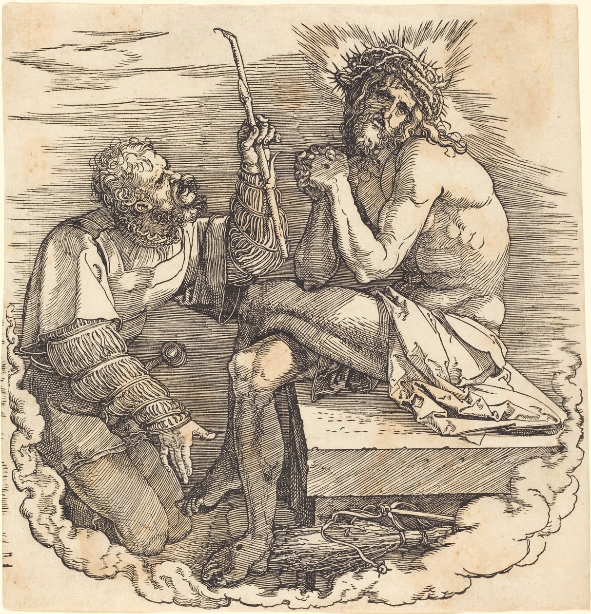 Muž smutku zesměšněný vojákem od Albrecht Dürer