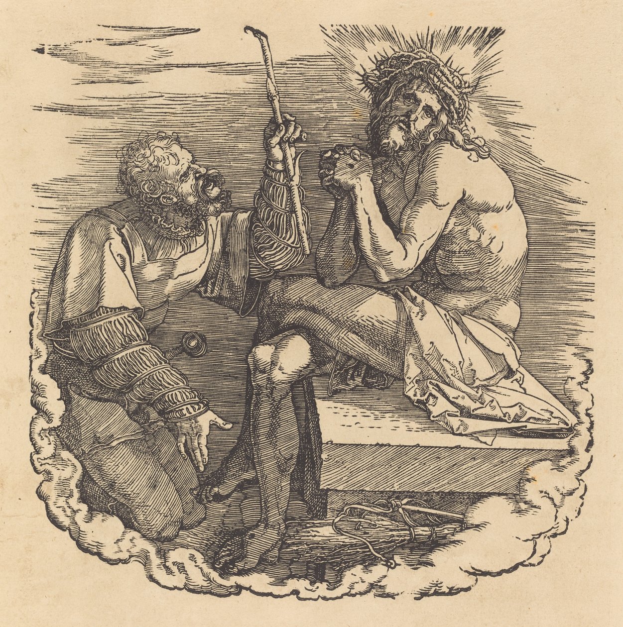 Muž smutku zesměšněný vojákem, pravděpodobně 1511. od Albrecht Dürer