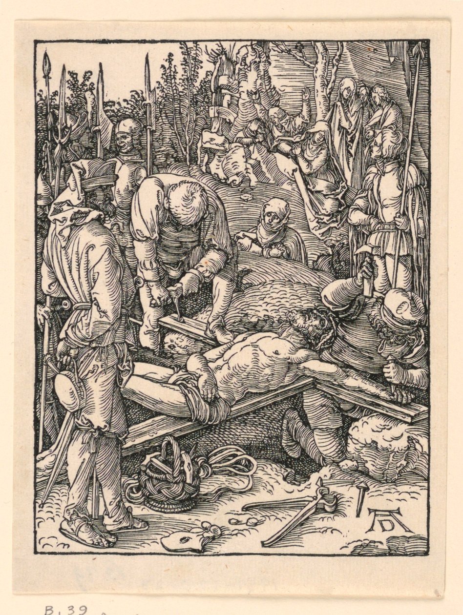 Přibíjení na kříž ze série Malé pašije od Albrecht Dürer