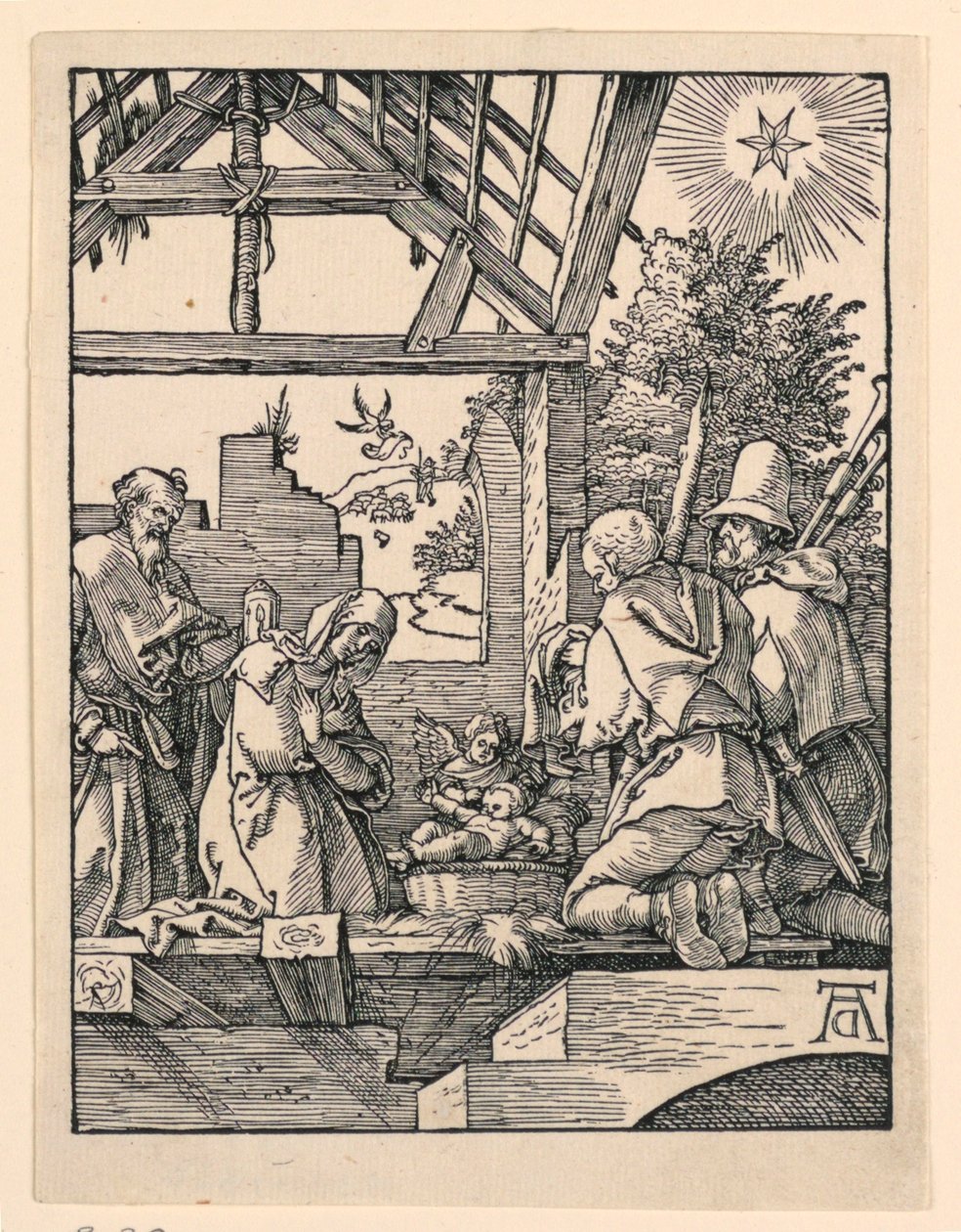 Narození Páně (klanění pastýřů) ze série Malé pašije od Albrecht Dürer