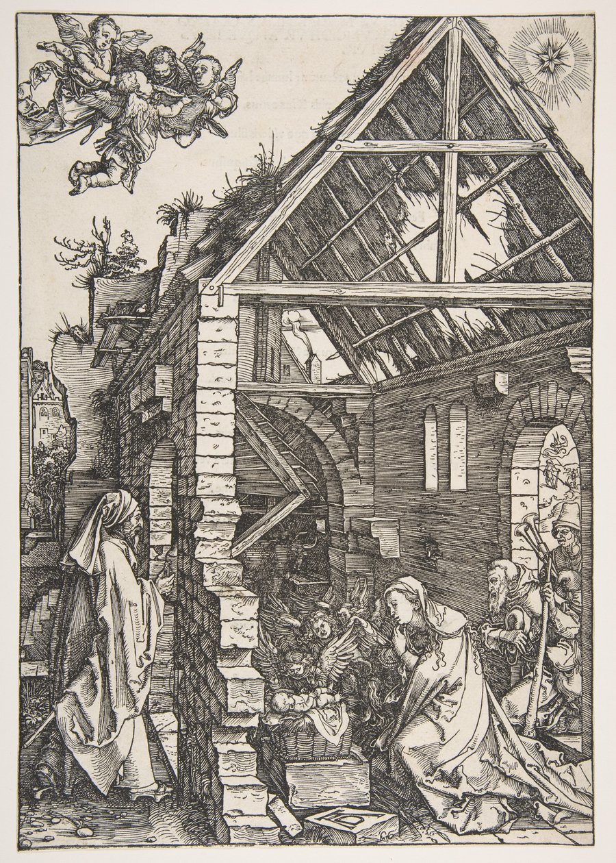 Narození Krista, ze Života Panny Marie, latinské vydání, 1511 od Albrecht Dürer