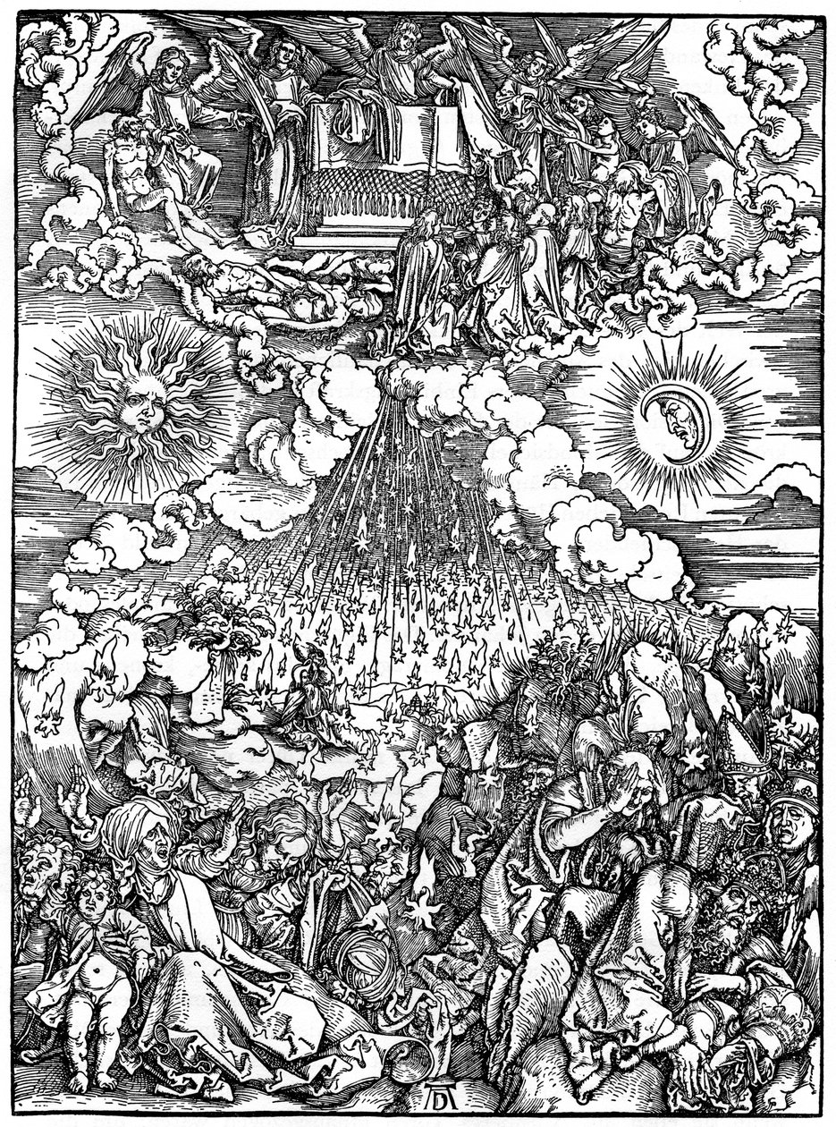 Otevření páté a šesté pečeti, 1498, 1936 od Albrecht Dürer