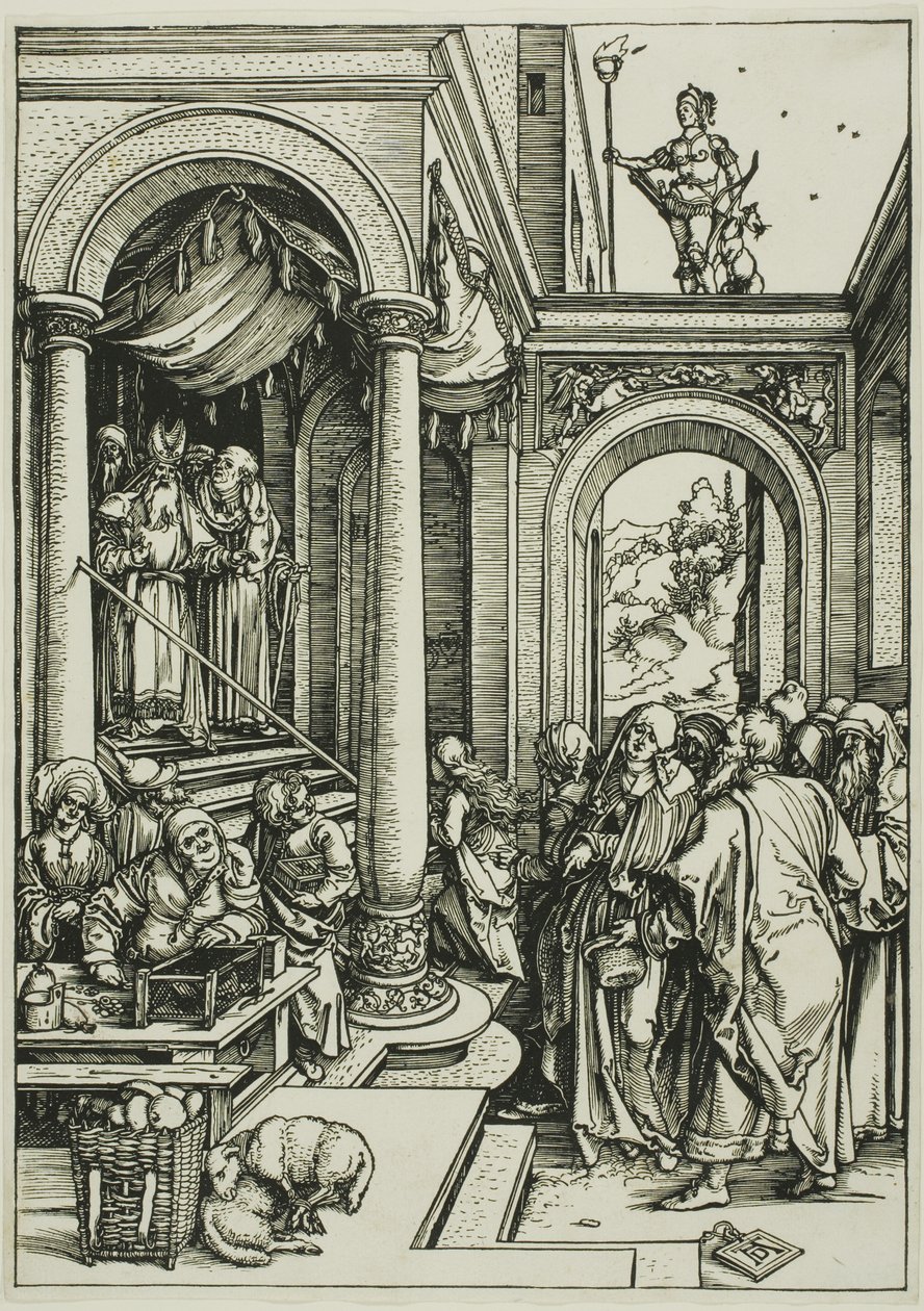 Uvedení Panny Marie do chrámu, ze Života Panny od Albrecht Dürer