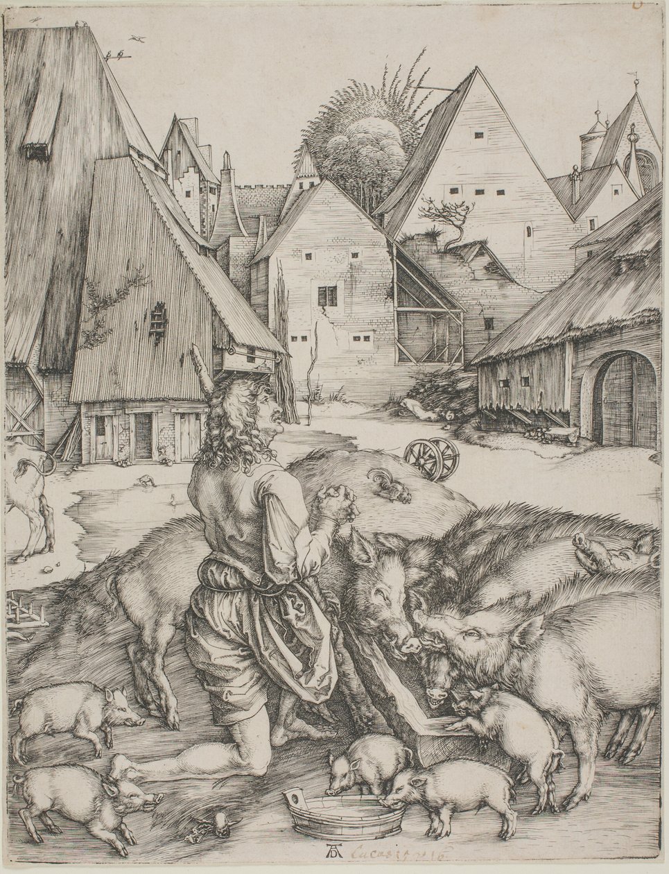 Marnotratný syn uprostřed sviní od Albrecht Dürer
