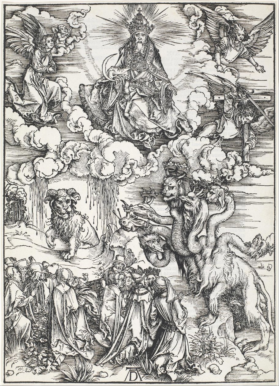 Sedmihlavá šelma a šelma s beránčími rohy od Albrecht Dürer