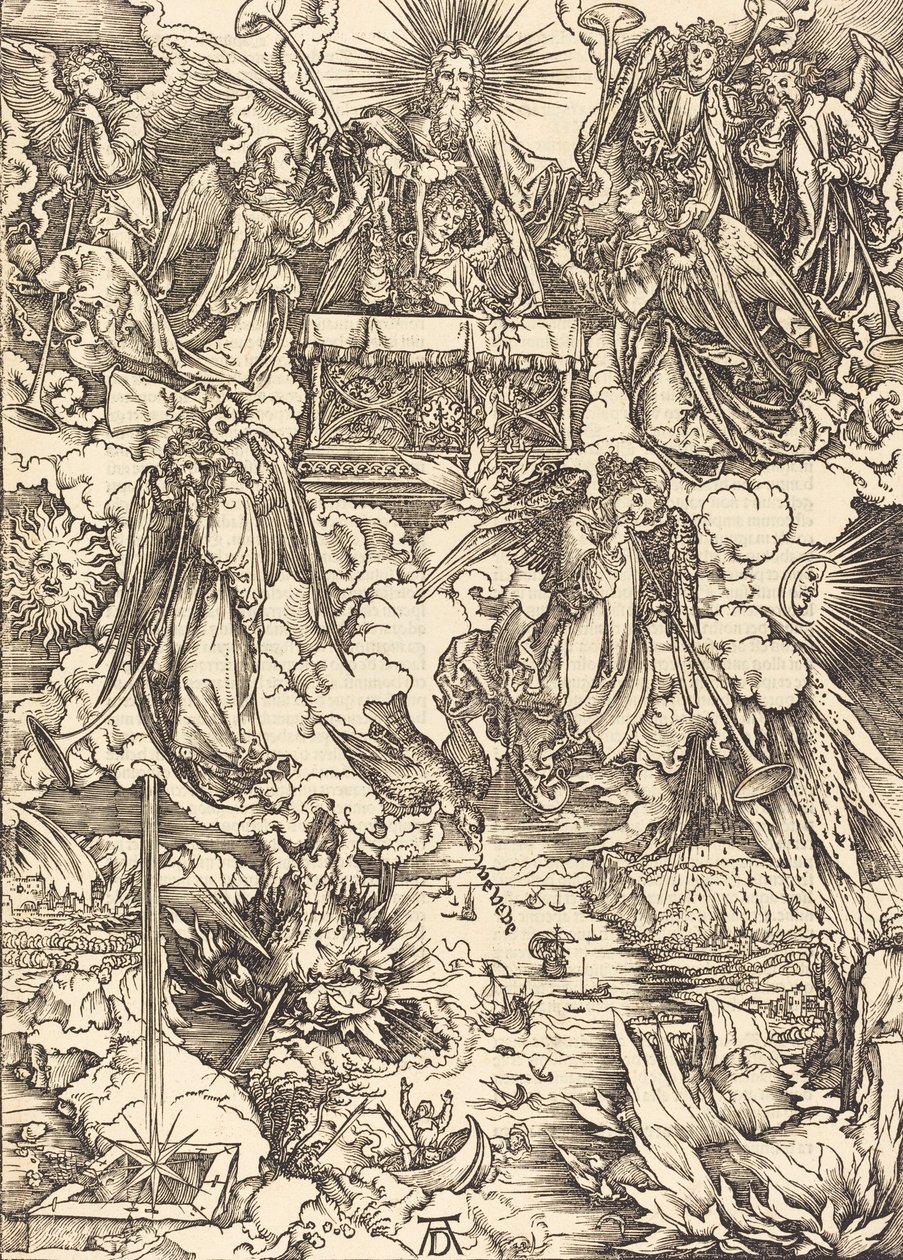 Sedm andělů s trubkami, 1498. od Albrecht Dürer