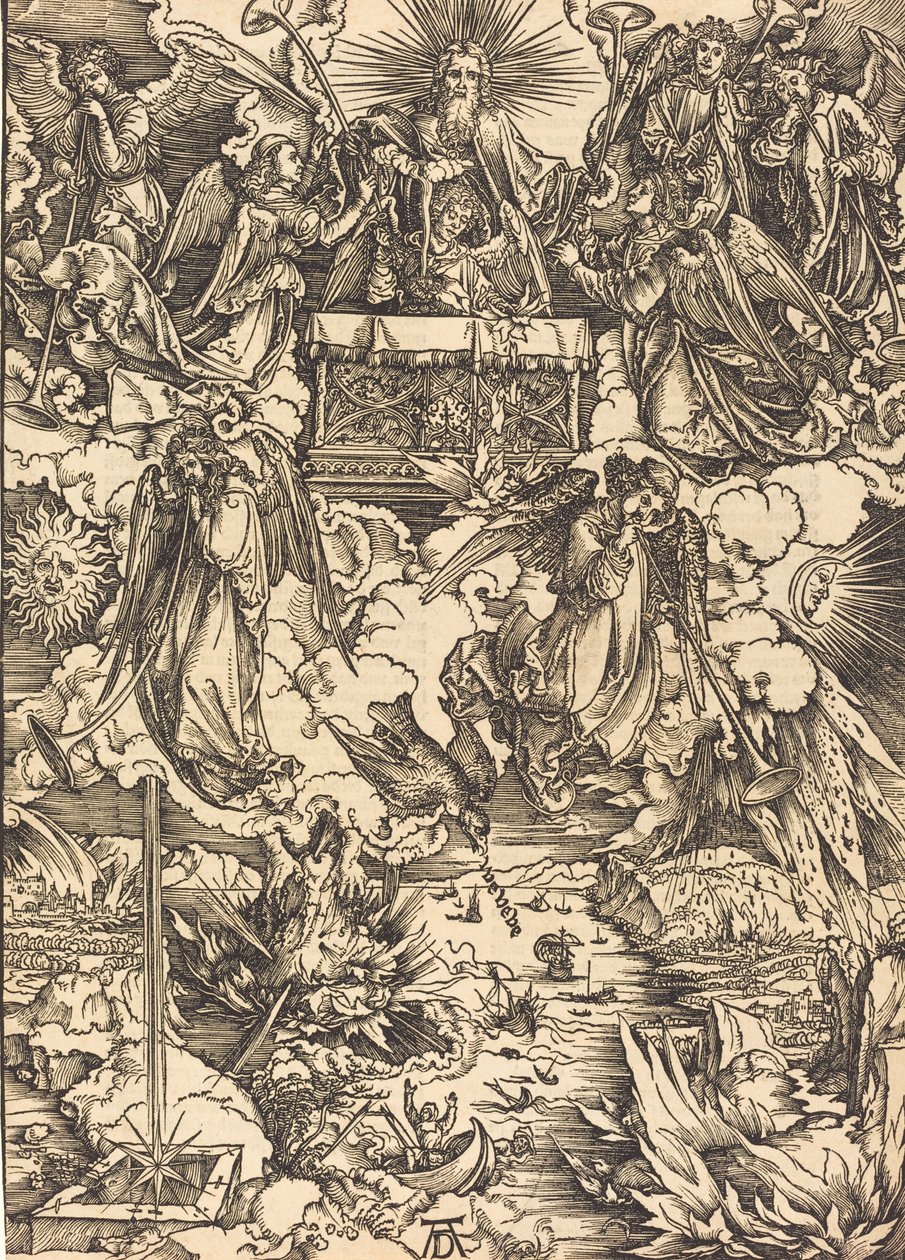Sedm andělů s trubkami, pravděpodobně c. 14961498. od Albrecht Dürer
