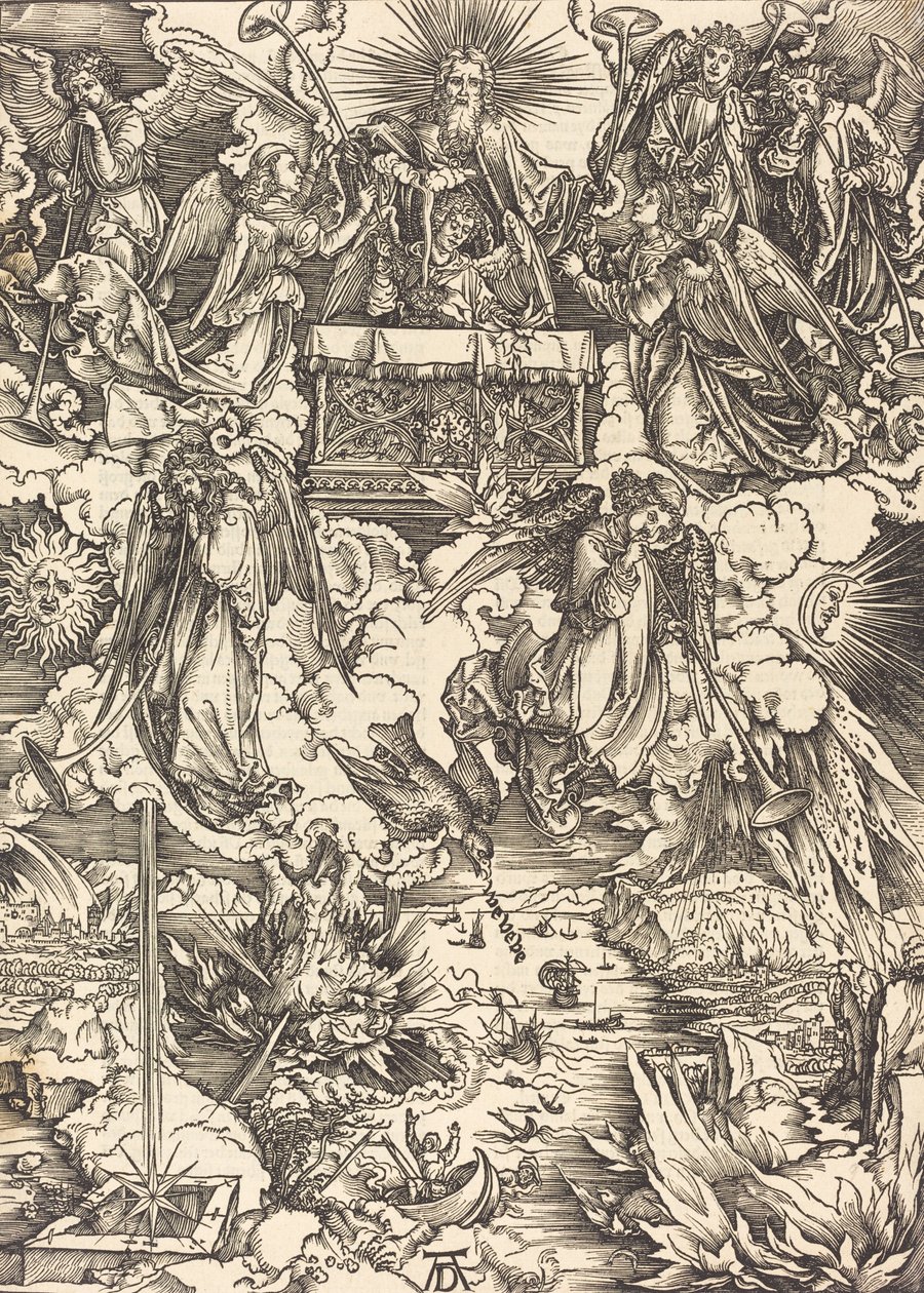 Sedm andělů s trubkami, pravděpodobně c. 14961498. od Albrecht Dürer