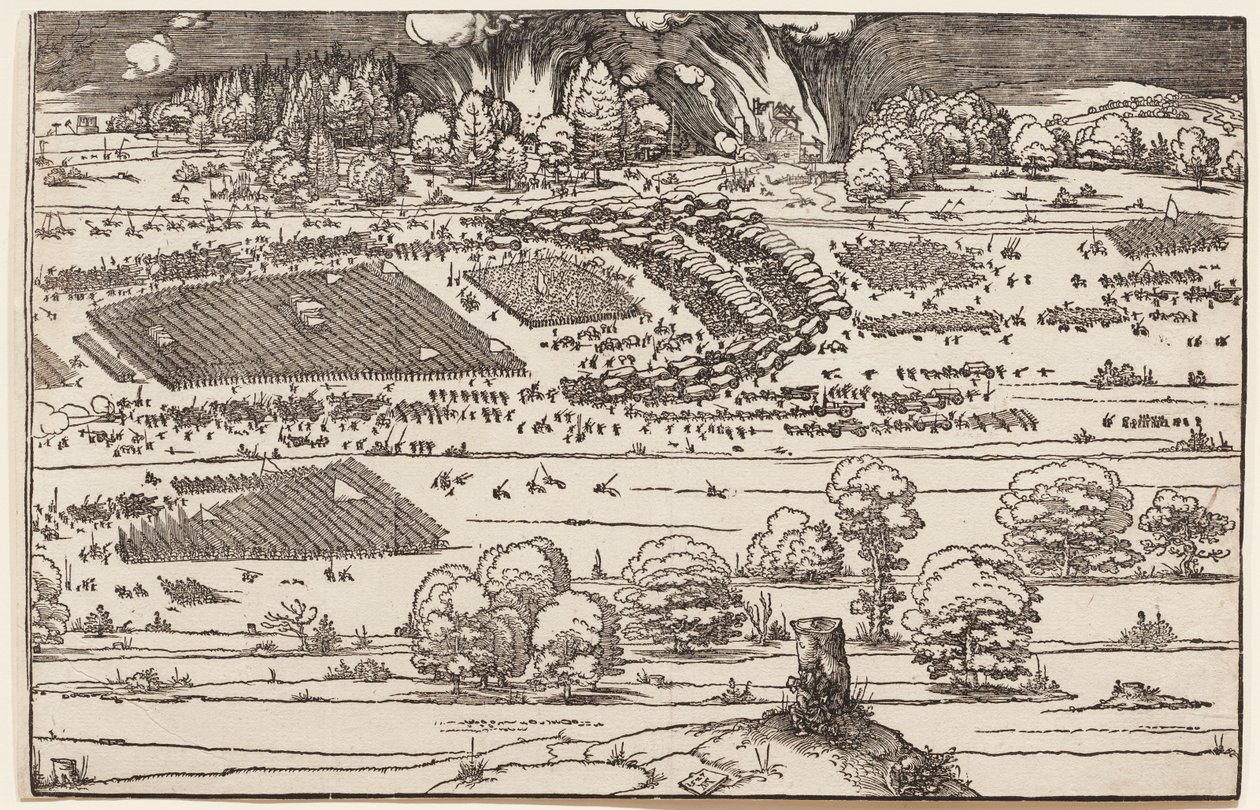 Obléhání pevnosti (pouze pravá strana, ze 2 bloků) od Albrecht Dürer