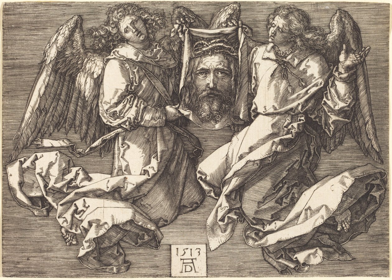 Rouška držená dvěma anděly od Albrecht Dürer