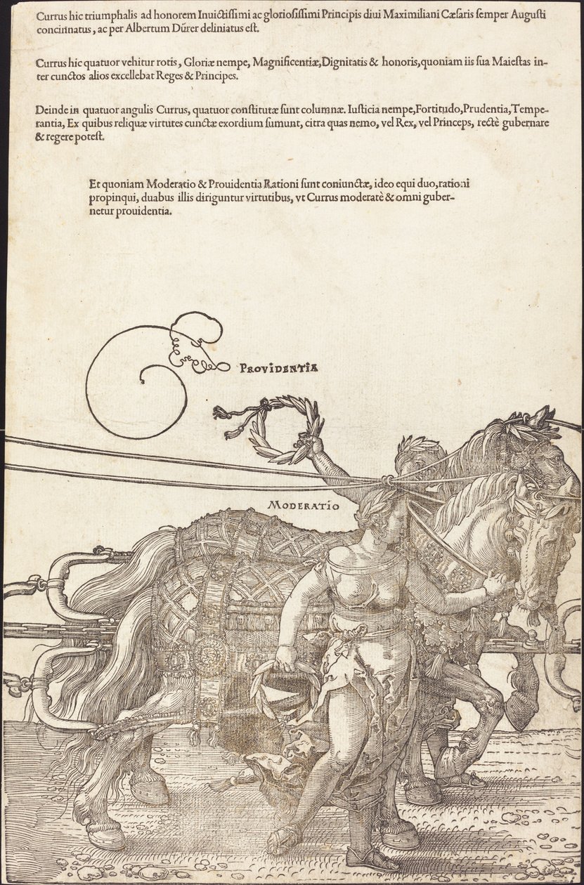 Triumfální vůz Maxmiliána I. (Velký triumfální vůz) [deska 3 z 8] od Albrecht Dürer
