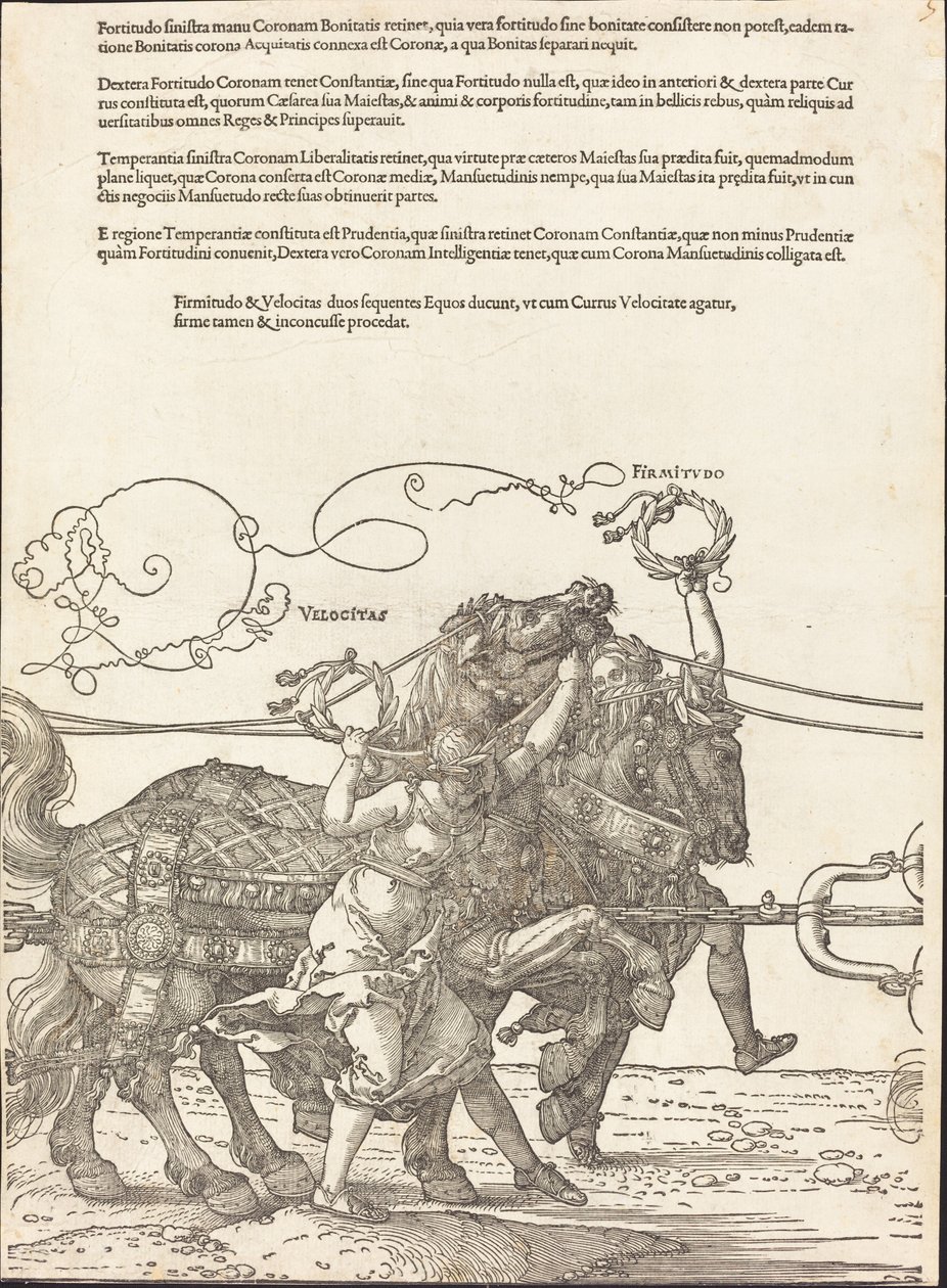 Triumfální vůz Maxmiliána I. (Velký triumfální vůz) [deska 5 z 8] od Albrecht Dürer