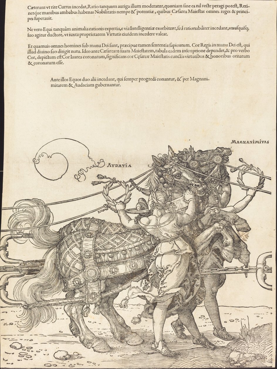 Triumfální vůz Maxmiliána I. (Velký triumfální vůz) [deska 7 z 8] od Albrecht Dürer