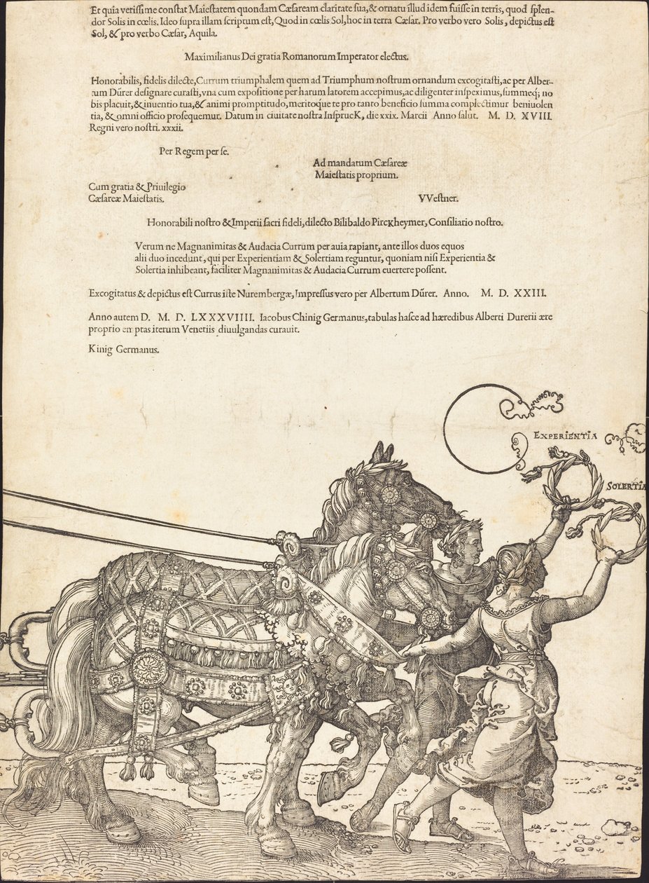 Triumfální vůz Maxmiliána I. (Velký triumfální vůz) [deska 8 z 8] od Albrecht Dürer