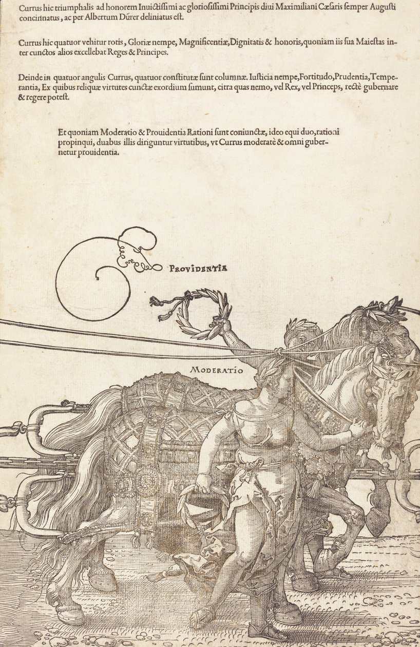 Triumfální vůz Maxmiliána I. Velký triumfální vůz [3. deska z 8], 1523 latinské vyd. od Albrecht Dürer