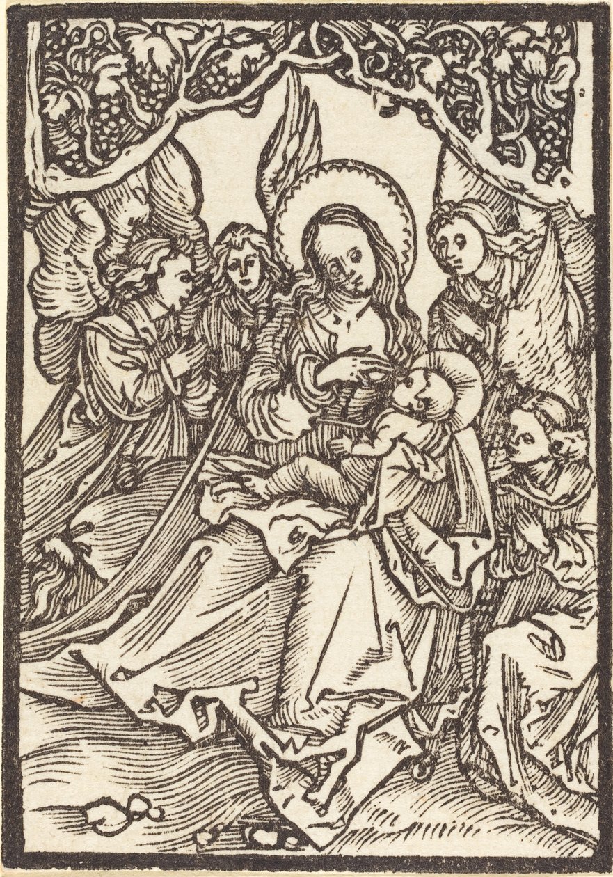 Panna kojící Ježíška se čtyřmi anděly od Albrecht Dürer