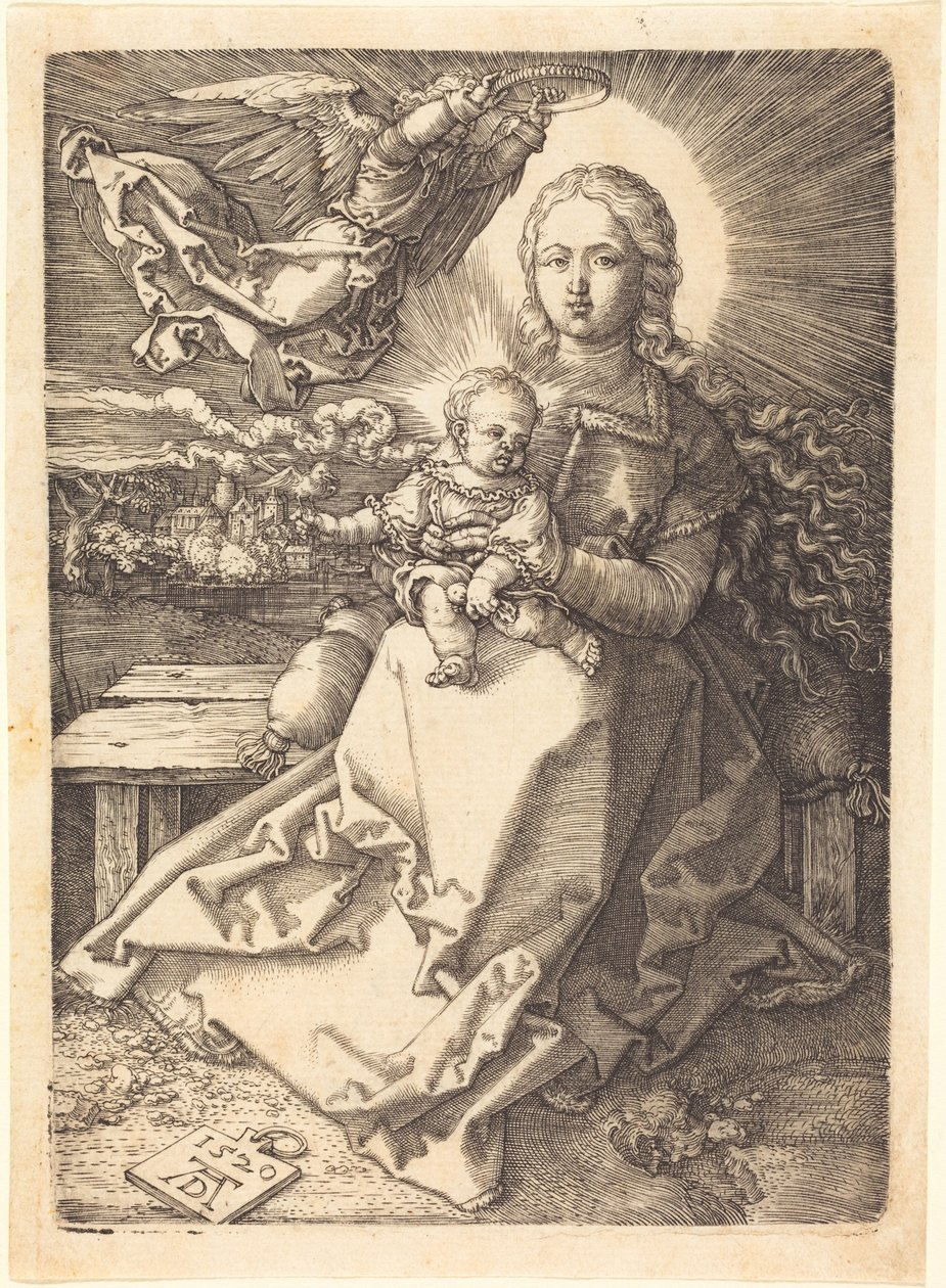 Panna Maria s dítětem korunovaná jedním andělem od Albrecht Dürer