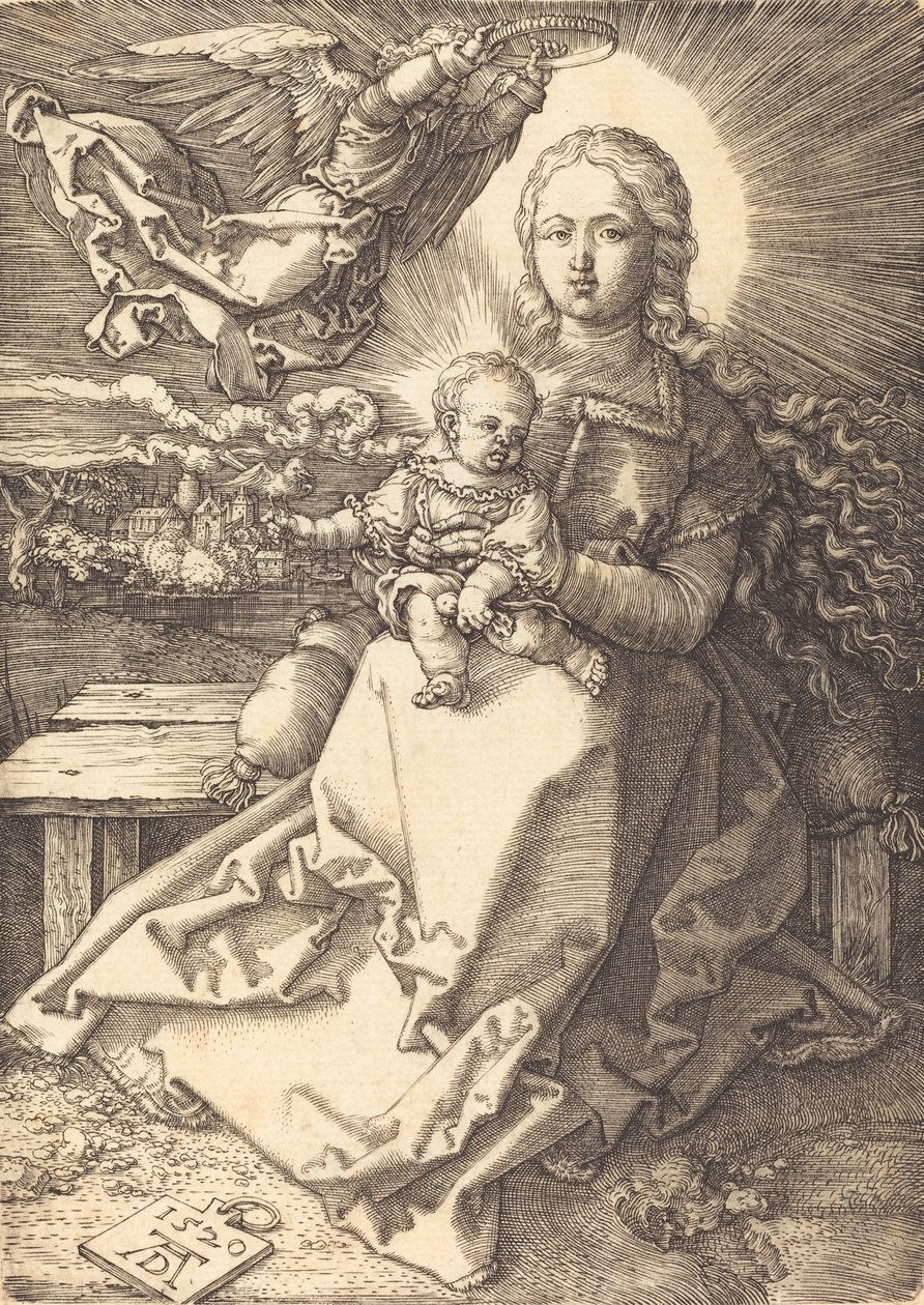 Panna a dítě korunované jedním andělem, 1520. od Albrecht Dürer