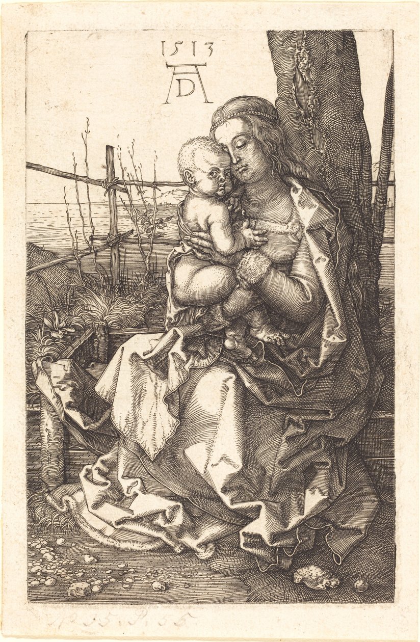Panna a dítě sedící u stromu od Albrecht Dürer