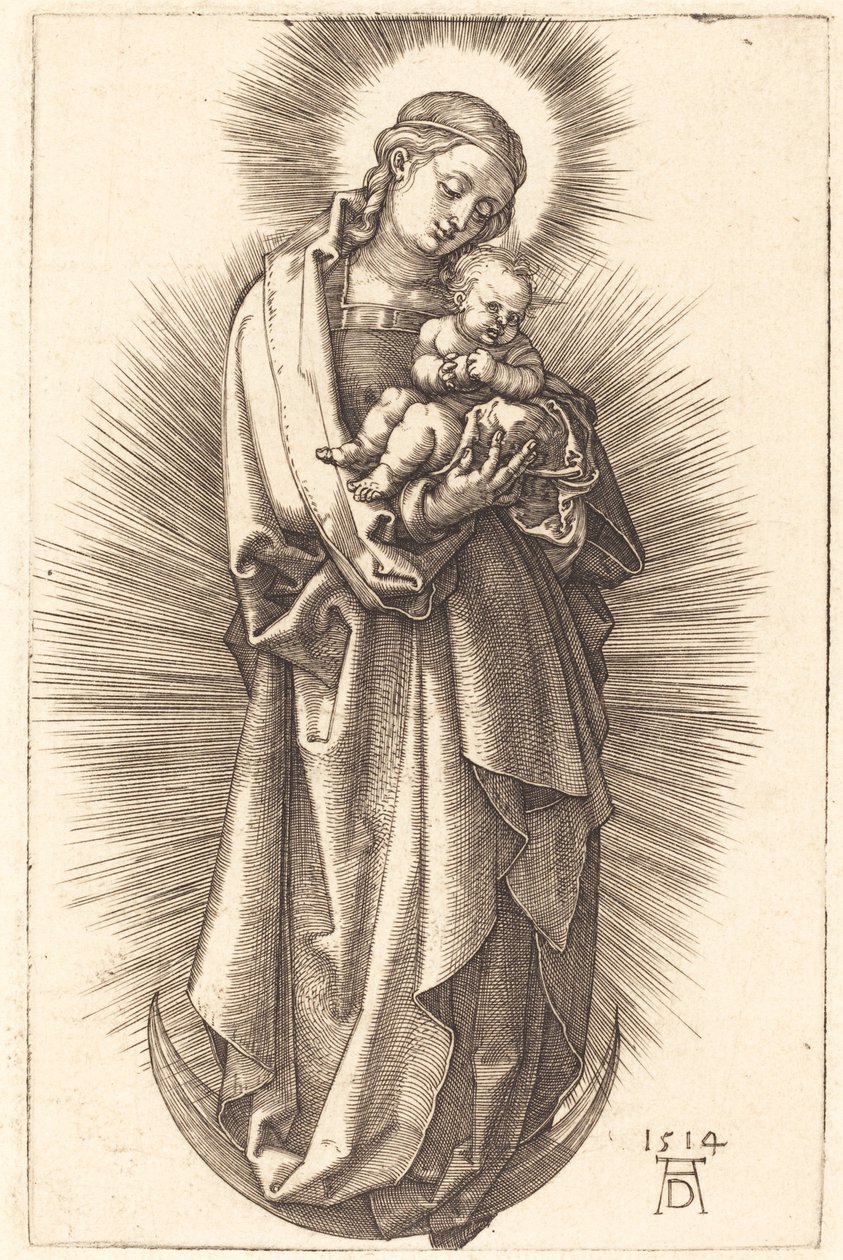 Panna a dítě na půlměsíci s diadémem od Albrecht Dürer