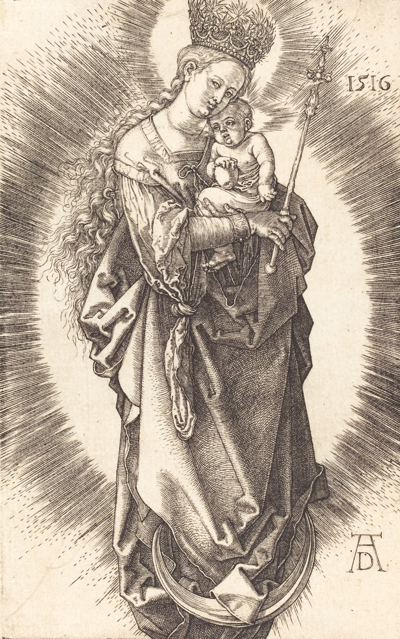 Panna a dítě na půlměsíci s žezlem a hvězdnou korunou, 1516. od Albrecht Dürer