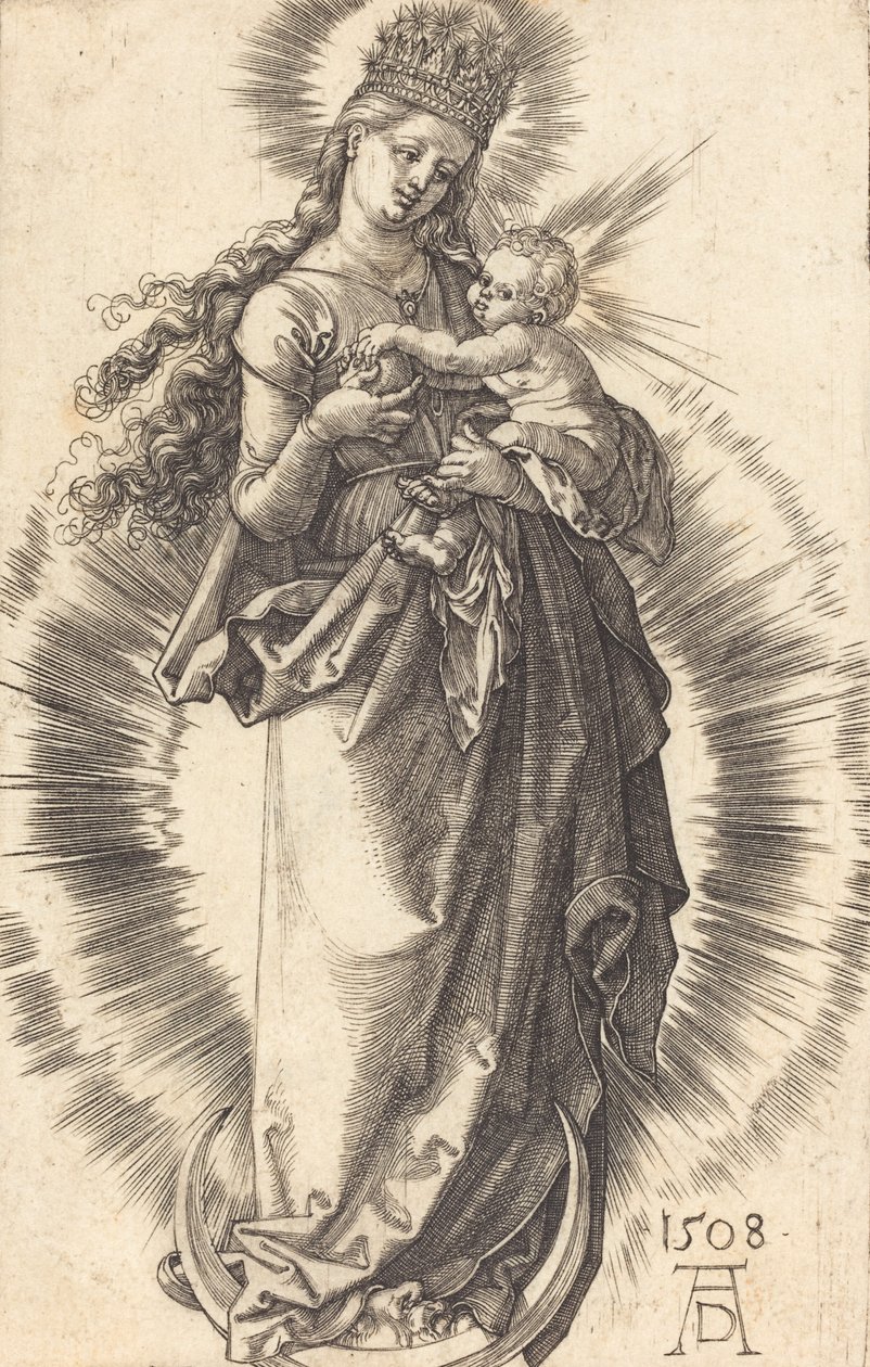 Panna a dítě na půlměsíci s hvězdnou korunou, 1508. od Albrecht Dürer