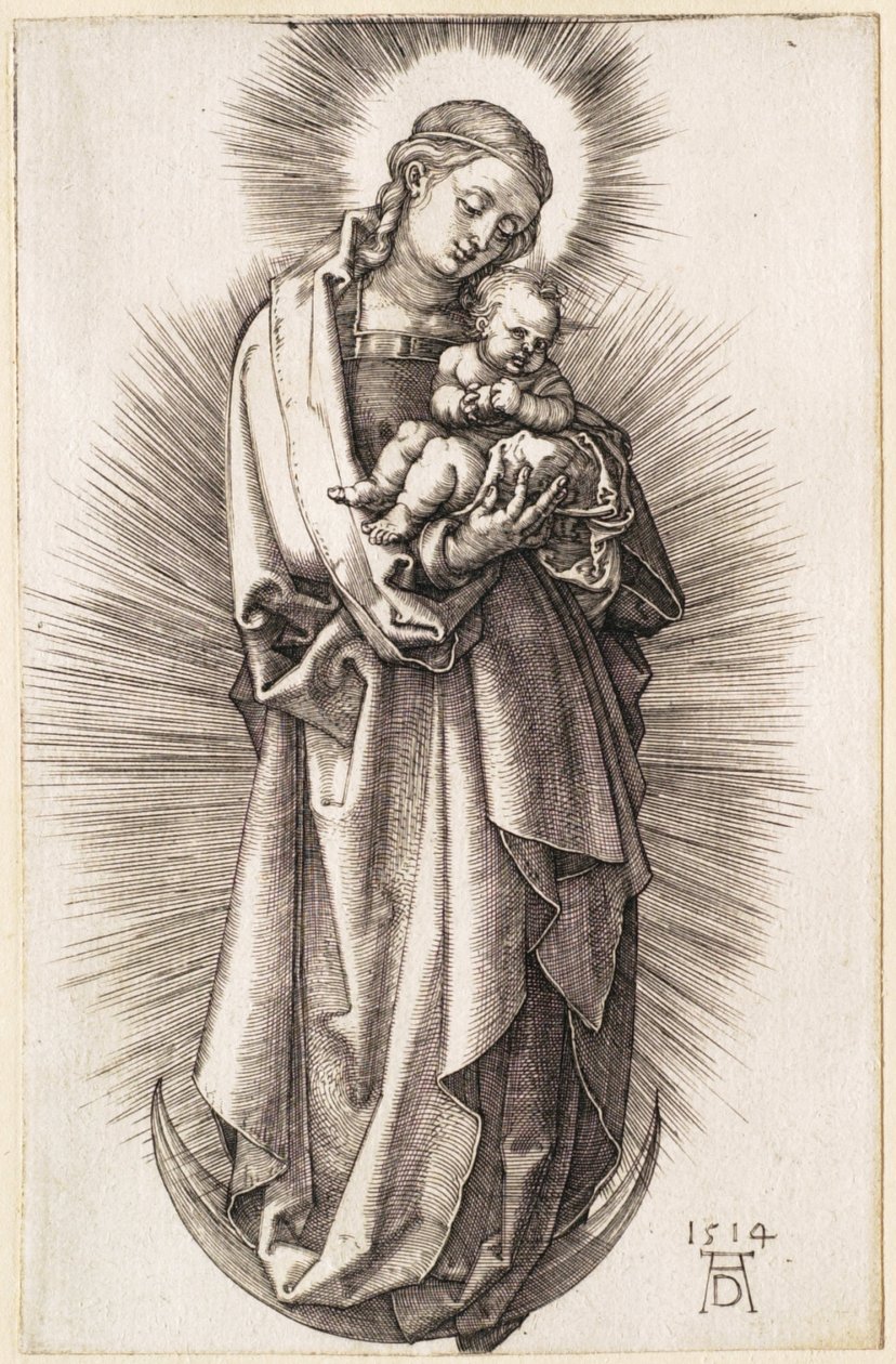 Panna Maria s dítětem na srpku měsíce s diadémem od Albrecht Dürer