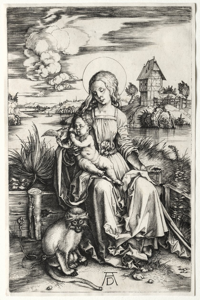 Panna a dítě s opicí od Albrecht Dürer