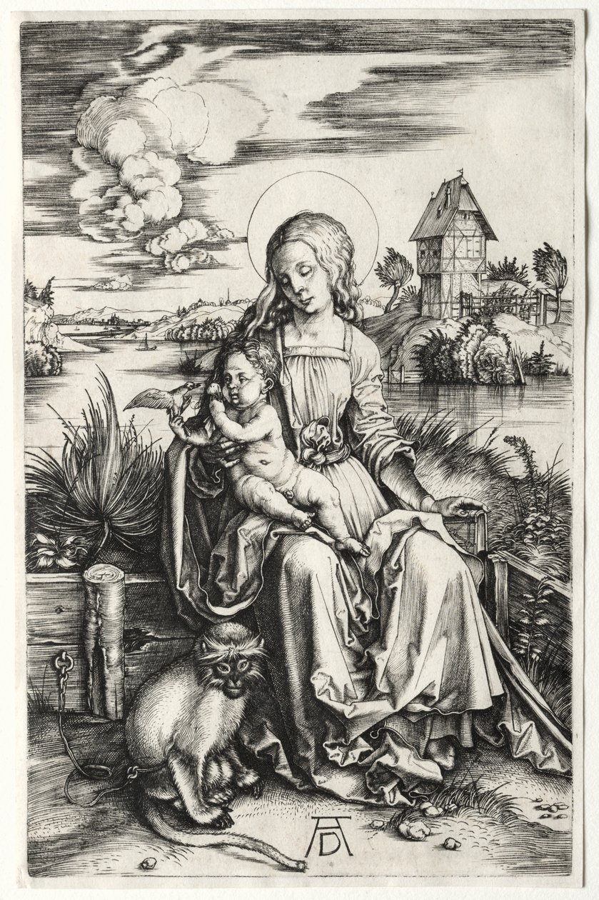 Panna a dítě s opicí, c. 1498. od Albrecht Dürer
