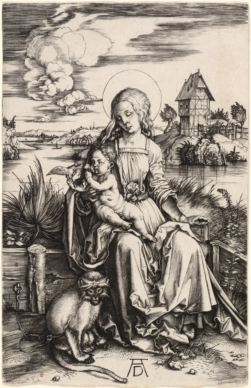Panna a dítě s opicí od Albrecht Dürer