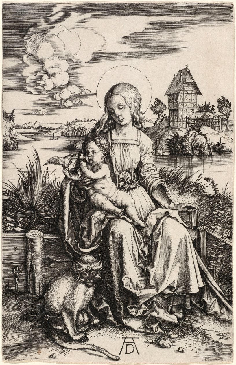 Panna Marie s dítětem a opičkou od Albrecht Dürer