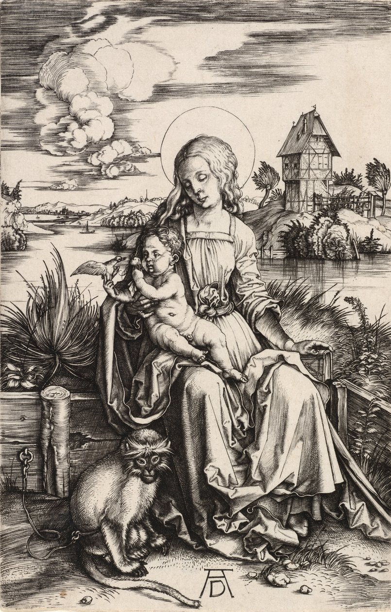 Panna a dítě s opicí, c. 1498. od Albrecht Dürer