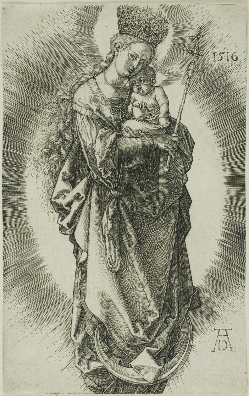 Panna na půlměsíci s hvězdnou korunou a žezlem od Albrecht Dürer