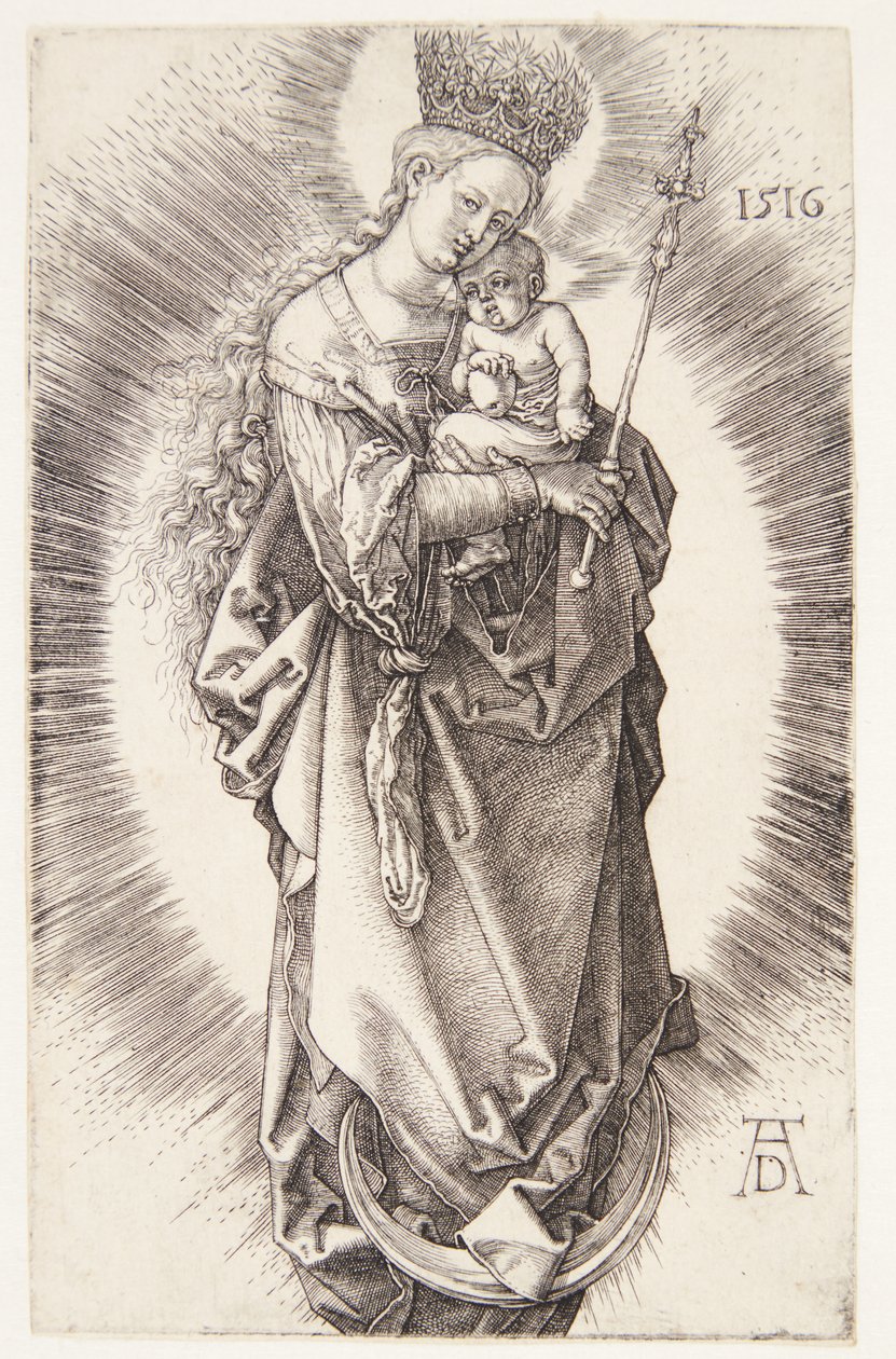 Panna na půlměsíci s korunou hvězd a žezlem od Albrecht Dürer