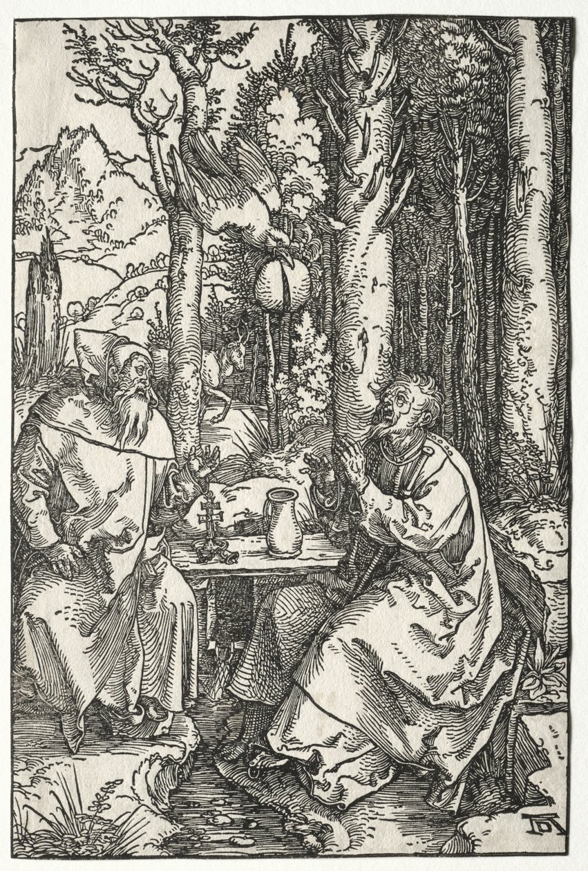 Návštěva sv. Antonína u sv. Pavla poustevníka od Albrecht Dürer