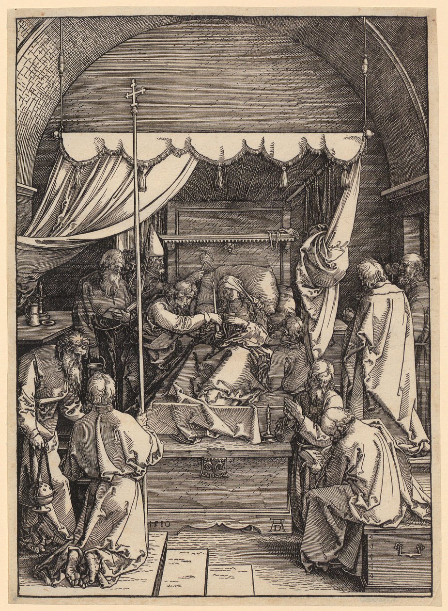 Smrt Panny Marie, list 18 ze série „Život Panny Marie“ od Albrecht Dürer