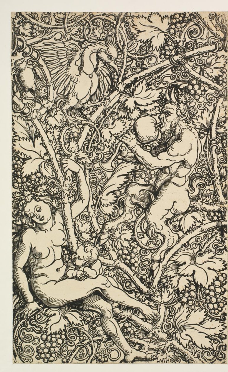 Dva návrhy pro gobelín se satyrfamily od Albrecht Dürer