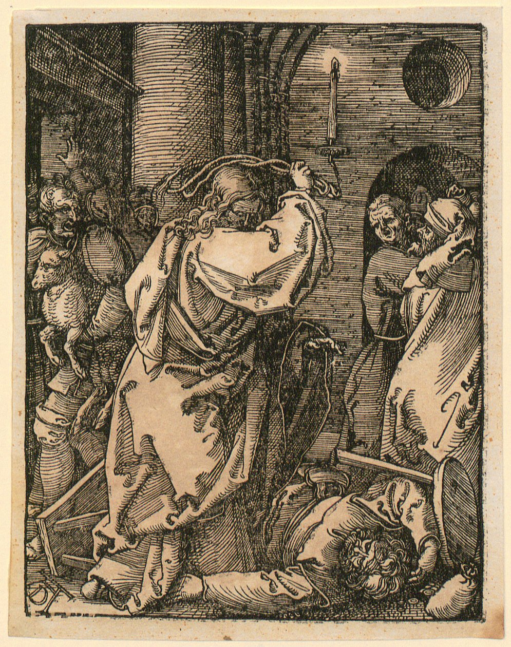 Vyhnání kupců, list 7 ze souboru „Malé dřevorytové pašije“ od Albrecht Dürer