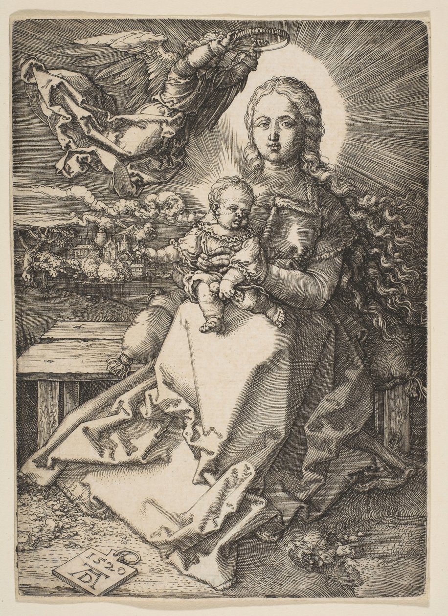 Panna a dítě korunované andělem, 1520. od Albrecht Dürer