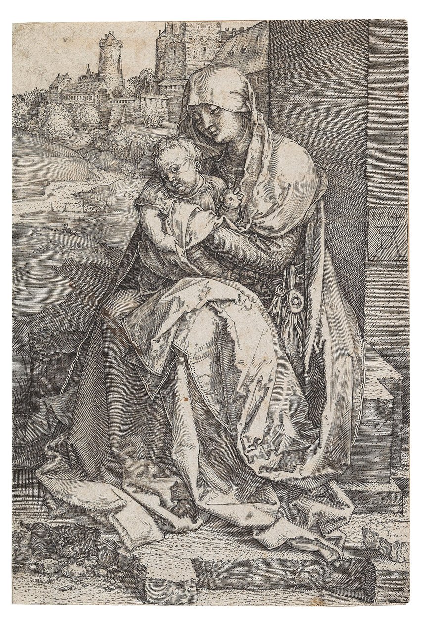 Panna a dítě sedící u zdi, 1514. od Albrecht Dürer