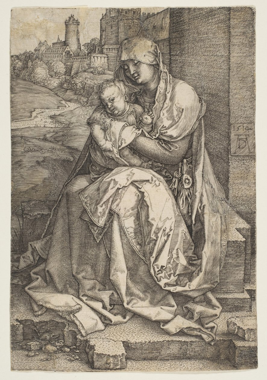 Panna a dítě sedící u zdi, 1514. od Albrecht Dürer