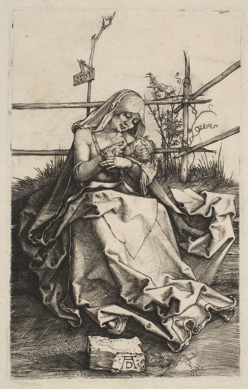 Panna a dítě na travnaté lavici, 1503. od Albrecht Dürer