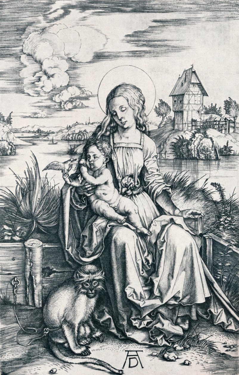 Panna a dítě s opicí, 1506 1906 od Albrecht Dürer